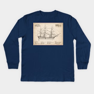 HMS Victory ship plans. Lord Nelson flagship - SD Kids Long Sleeve T-Shirt